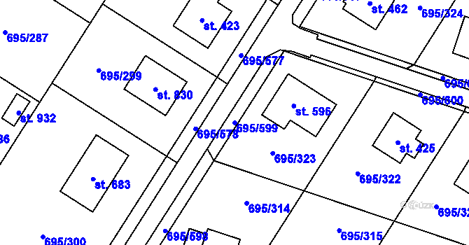 Parcela st. 695/599 v KÚ Květnice, Katastrální mapa
