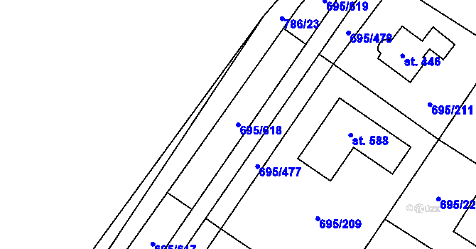 Parcela st. 695/618 v KÚ Květnice, Katastrální mapa