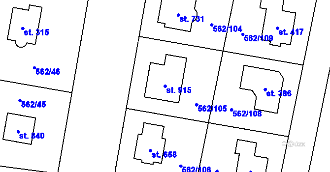 Parcela st. 915 v KÚ Květnice, Katastrální mapa