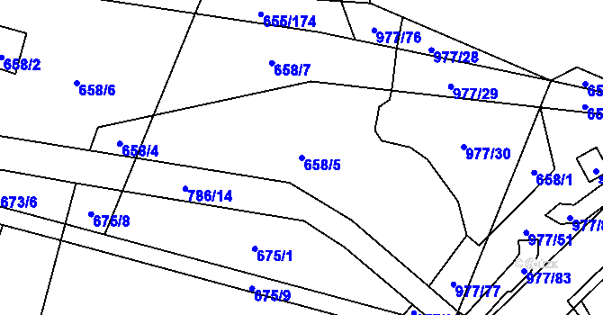 Parcela st. 658/5 v KÚ Květnice, Katastrální mapa