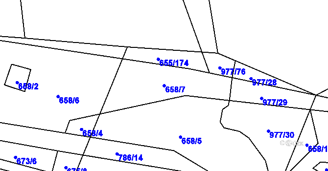 Parcela st. 658/7 v KÚ Květnice, Katastrální mapa