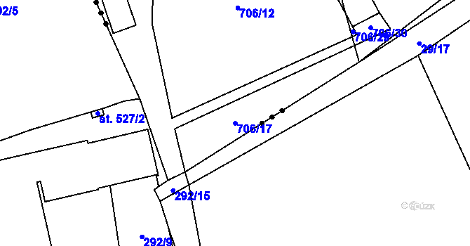 Parcela st. 706/17 v KÚ Květnice, Katastrální mapa