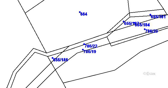 Parcela st. 786/22 v KÚ Květnice, Katastrální mapa