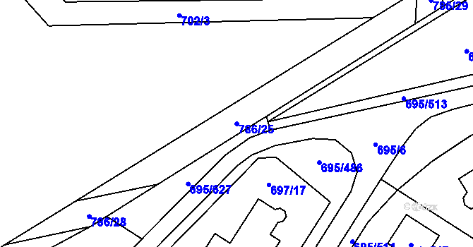 Parcela st. 786/25 v KÚ Květnice, Katastrální mapa