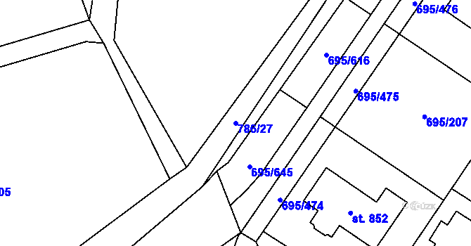 Parcela st. 786/27 v KÚ Květnice, Katastrální mapa