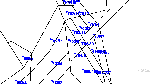 Parcela st. 786/30 v KÚ Květnice, Katastrální mapa