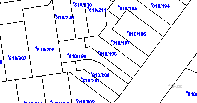 Parcela st. 810/198 v KÚ Květnice, Katastrální mapa