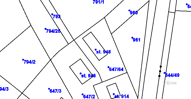 Parcela st. 948 v KÚ Květnice, Katastrální mapa