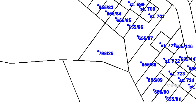 Parcela st. 798/26 v KÚ Květnice, Katastrální mapa