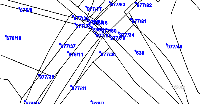 Parcela st. 977/36 v KÚ Květnice, Katastrální mapa
