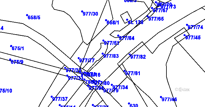 Parcela st. 977/83 v KÚ Květnice, Katastrální mapa