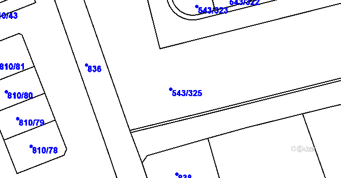 Parcela st. 543/325 v KÚ Květnice, Katastrální mapa