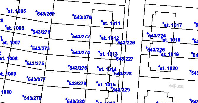 Parcela st. 1013 v KÚ Květnice, Katastrální mapa