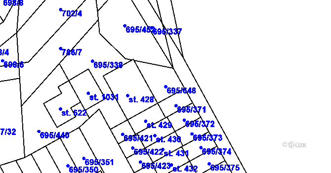 Parcela st. 695/648 v KÚ Květnice, Katastrální mapa