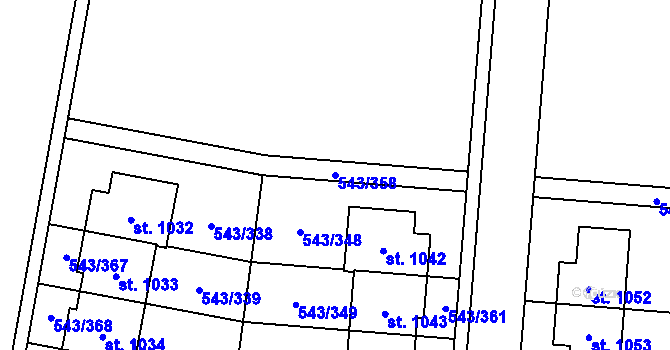 Parcela st. 543/358 v KÚ Květnice, Katastrální mapa
