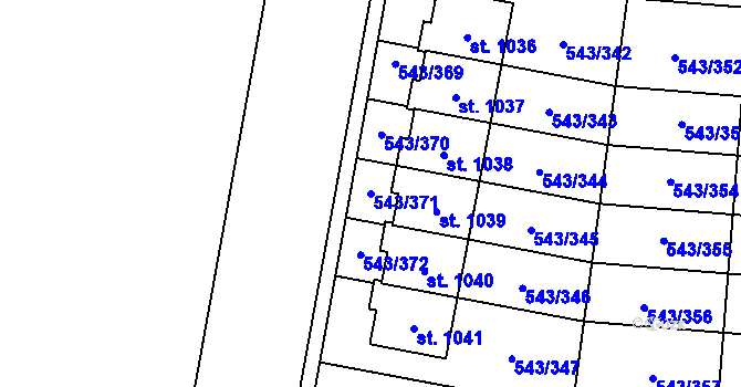 Parcela st. 543/371 v KÚ Květnice, Katastrální mapa