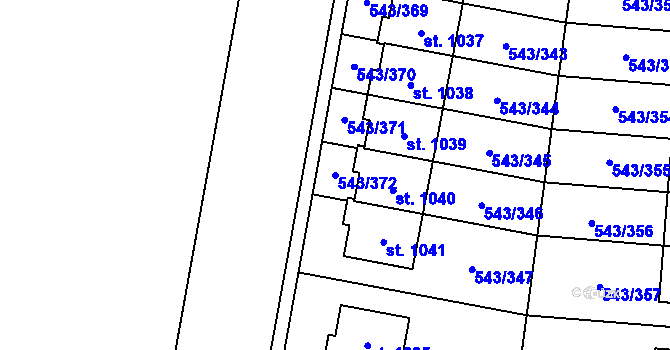 Parcela st. 543/372 v KÚ Květnice, Katastrální mapa