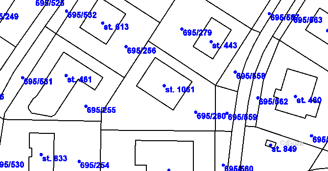 Parcela st. 1061 v KÚ Květnice, Katastrální mapa