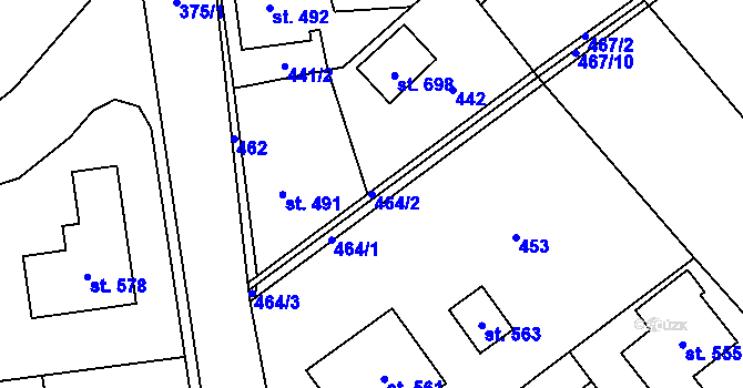 Parcela st. 464/2 v KÚ Sibřina, Katastrální mapa