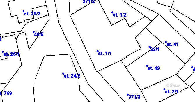 Parcela st. 1/1 v KÚ Sibřina, Katastrální mapa