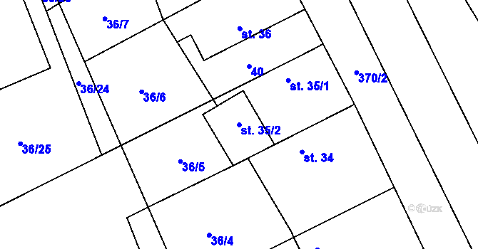 Parcela st. 35/2 v KÚ Sibřina, Katastrální mapa