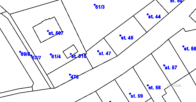 Parcela st. 47 v KÚ Sibřina, Katastrální mapa