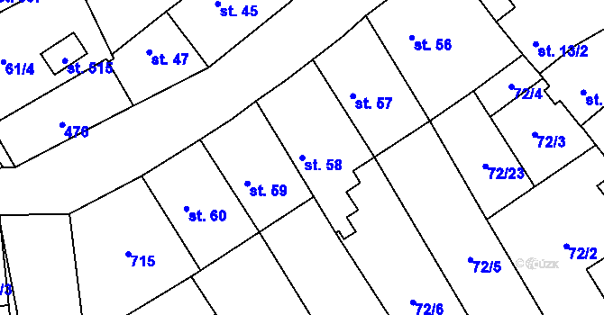 Parcela st. 58 v KÚ Sibřina, Katastrální mapa