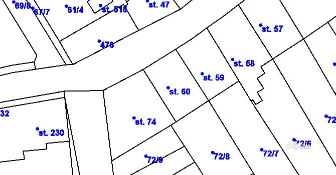 Parcela st. 60 v KÚ Sibřina, Katastrální mapa