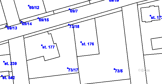 Parcela st. 176 v KÚ Sibřina, Katastrální mapa