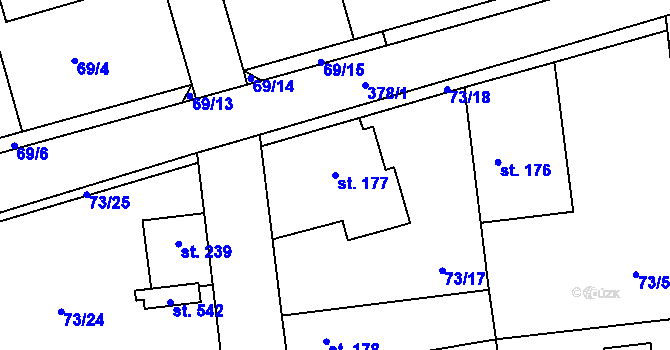 Parcela st. 177 v KÚ Sibřina, Katastrální mapa