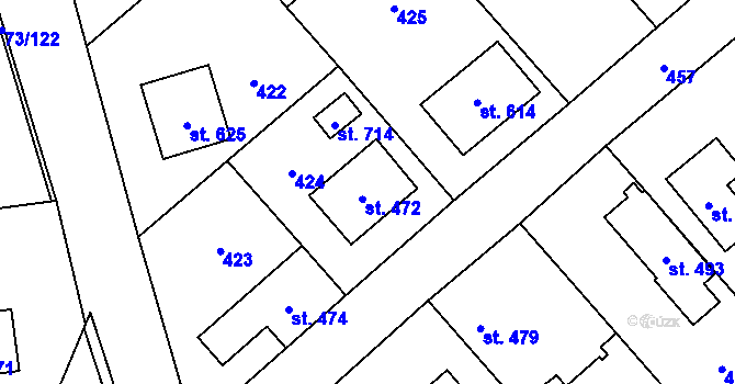 Parcela st. 472 v KÚ Sibřina, Katastrální mapa