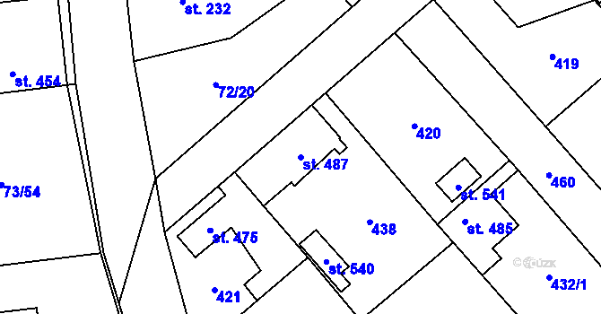 Parcela st. 487 v KÚ Sibřina, Katastrální mapa