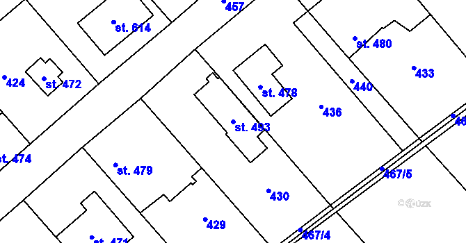 Parcela st. 493 v KÚ Sibřina, Katastrální mapa