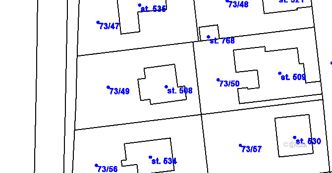 Parcela st. 508 v KÚ Sibřina, Katastrální mapa