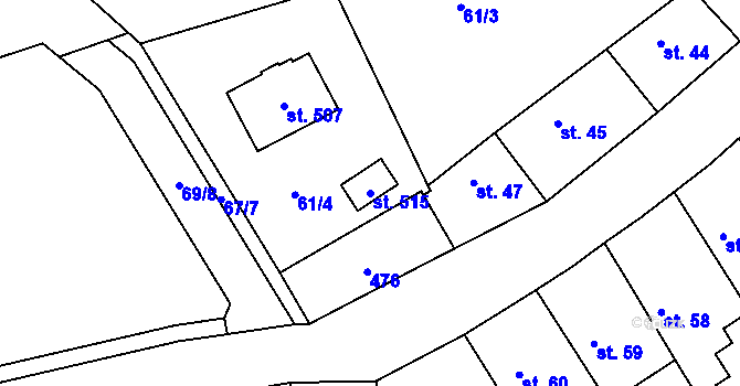 Parcela st. 515 v KÚ Sibřina, Katastrální mapa