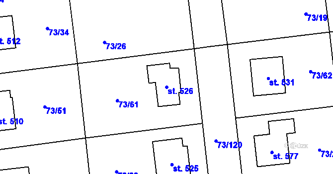 Parcela st. 526 v KÚ Sibřina, Katastrální mapa
