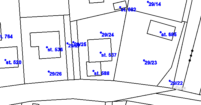Parcela st. 537 v KÚ Sibřina, Katastrální mapa