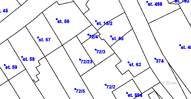 Parcela st. 72/3 v KÚ Sibřina, Katastrální mapa