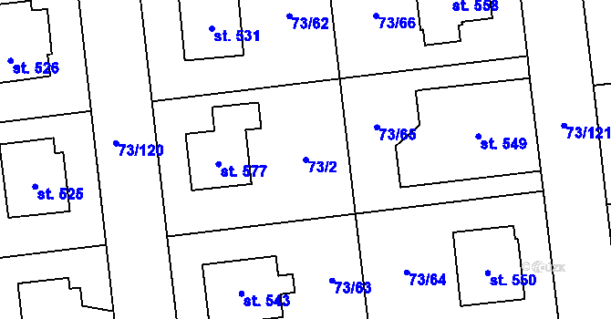 Parcela st. 73/2 v KÚ Sibřina, Katastrální mapa