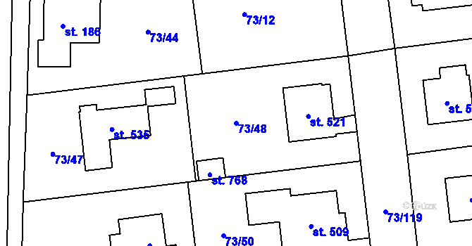 Parcela st. 73/48 v KÚ Sibřina, Katastrální mapa