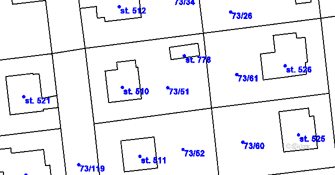 Parcela st. 73/51 v KÚ Sibřina, Katastrální mapa