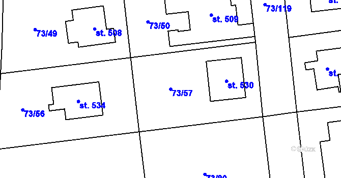Parcela st. 73/57 v KÚ Sibřina, Katastrální mapa