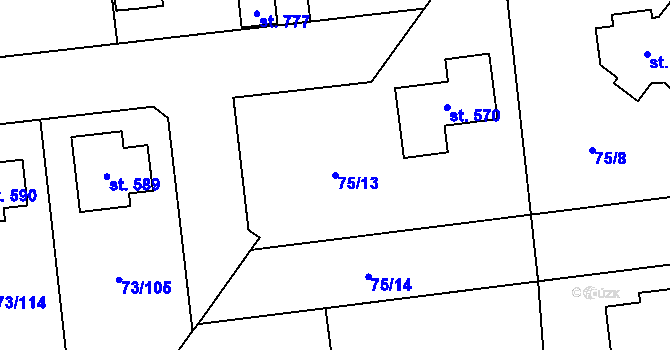 Parcela st. 75/13 v KÚ Sibřina, Katastrální mapa