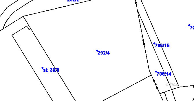 Parcela st. 292/4 v KÚ Sibřina, Katastrální mapa