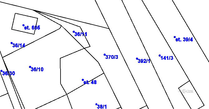 Parcela st. 370/3 v KÚ Sibřina, Katastrální mapa