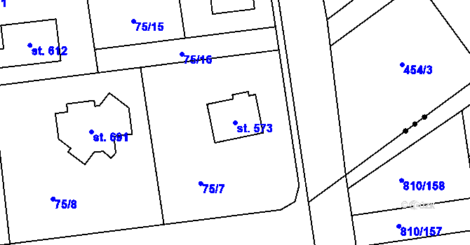 Parcela st. 573 v KÚ Sibřina, Katastrální mapa