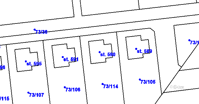 Parcela st. 590 v KÚ Sibřina, Katastrální mapa