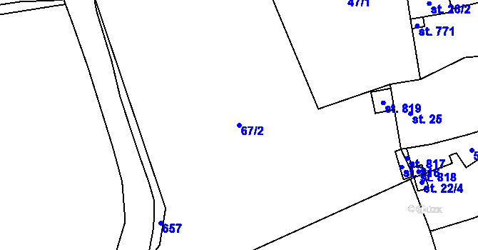 Parcela st. 67/2 v KÚ Sibřina, Katastrální mapa