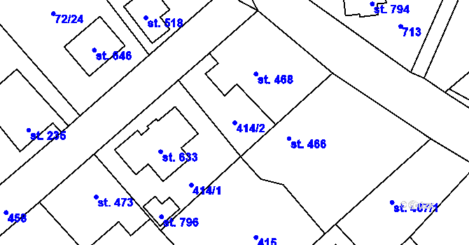 Parcela st. 414/2 v KÚ Sibřina, Katastrální mapa
