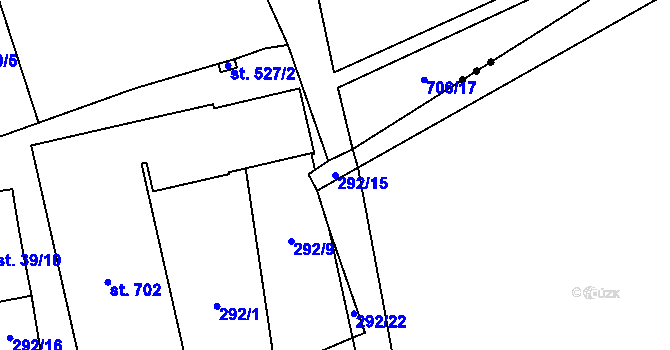 Parcela st. 292/15 v KÚ Sibřina, Katastrální mapa